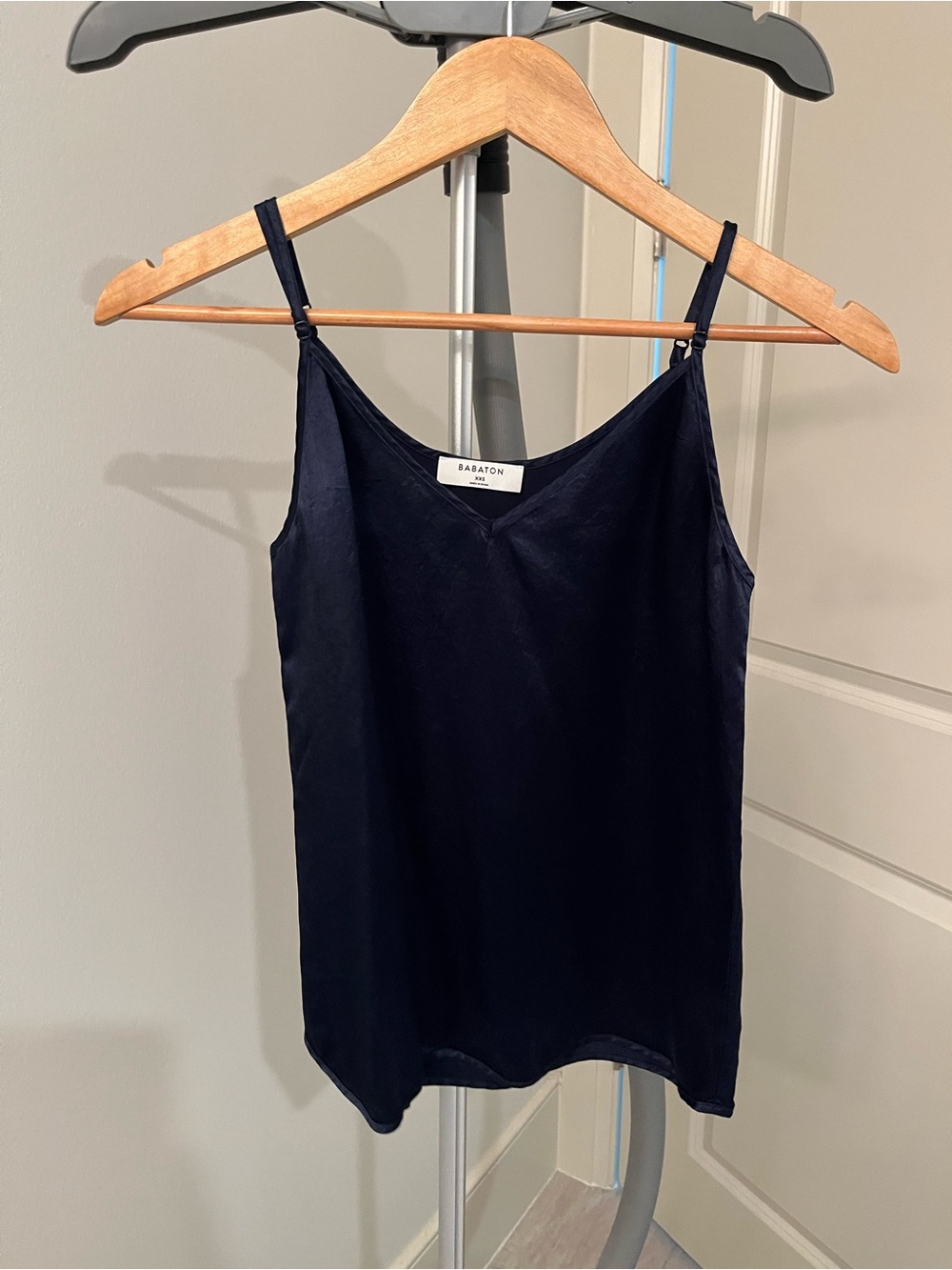Aritzia Babaton Navy Satin Cami Top